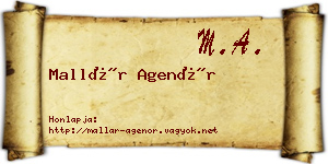 Mallár Agenór névjegykártya